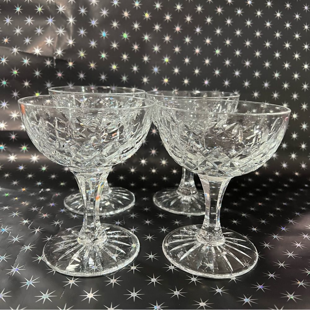 4 Royal Brierley Gainsborough Crystal Champage Tall Sherbet Goblets Signed